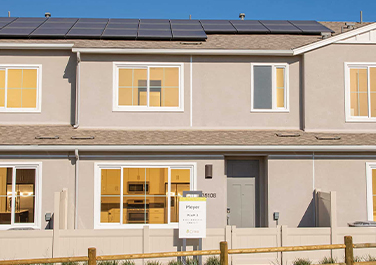 A house with solar panels on the roof.