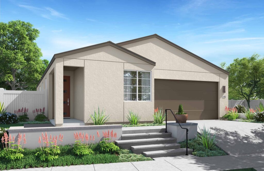 A rendering of the front of a house.